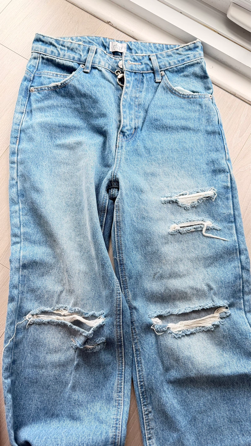 Oh Polly Distressed Wide Leg Lace-Up Jeans (UK 8 / US 4) - photo 2