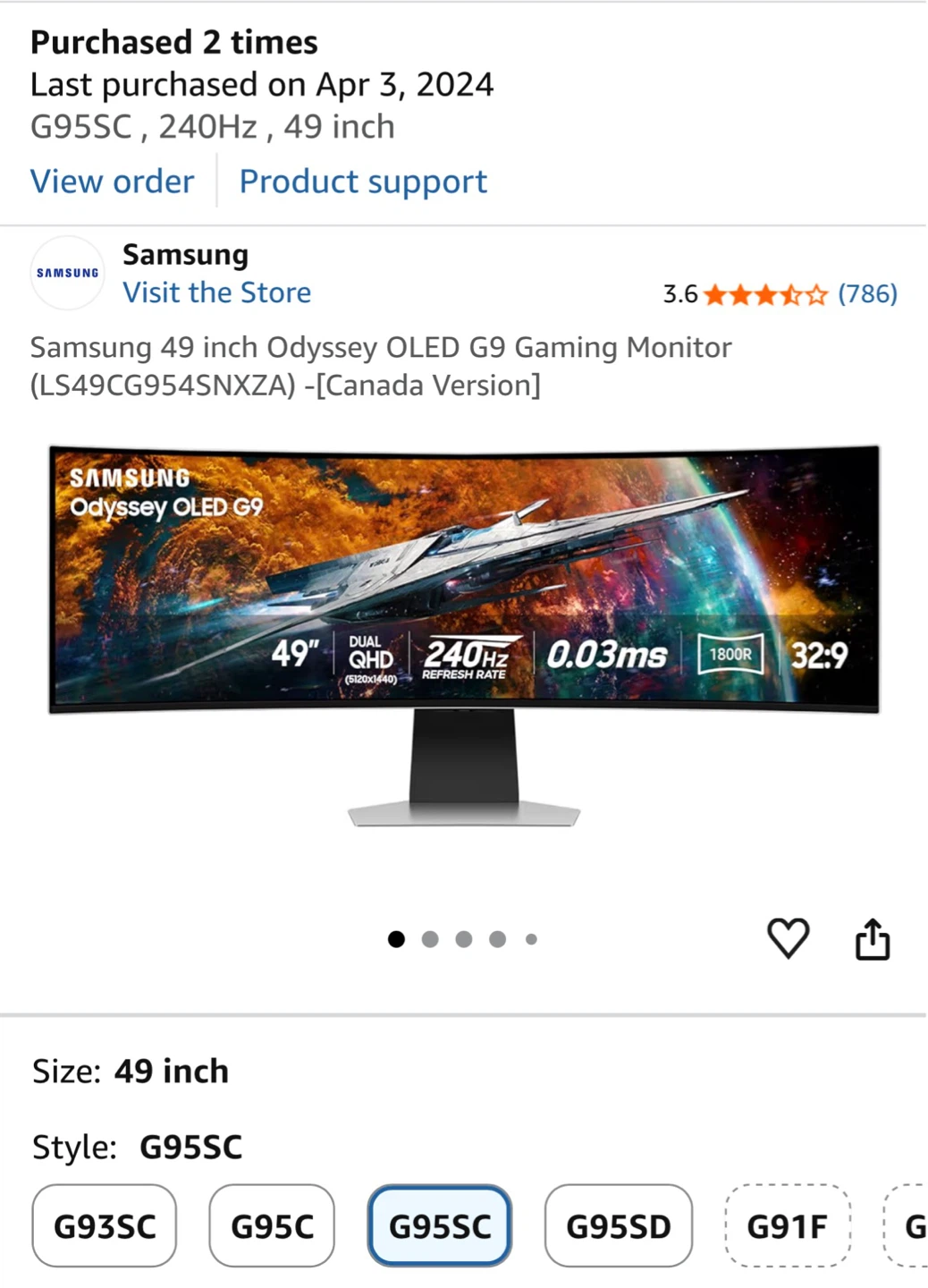 Samsung 49 inch Odyssey OLED G9 Gaming Monitor (LS49CG954SNXZA) - photo 4