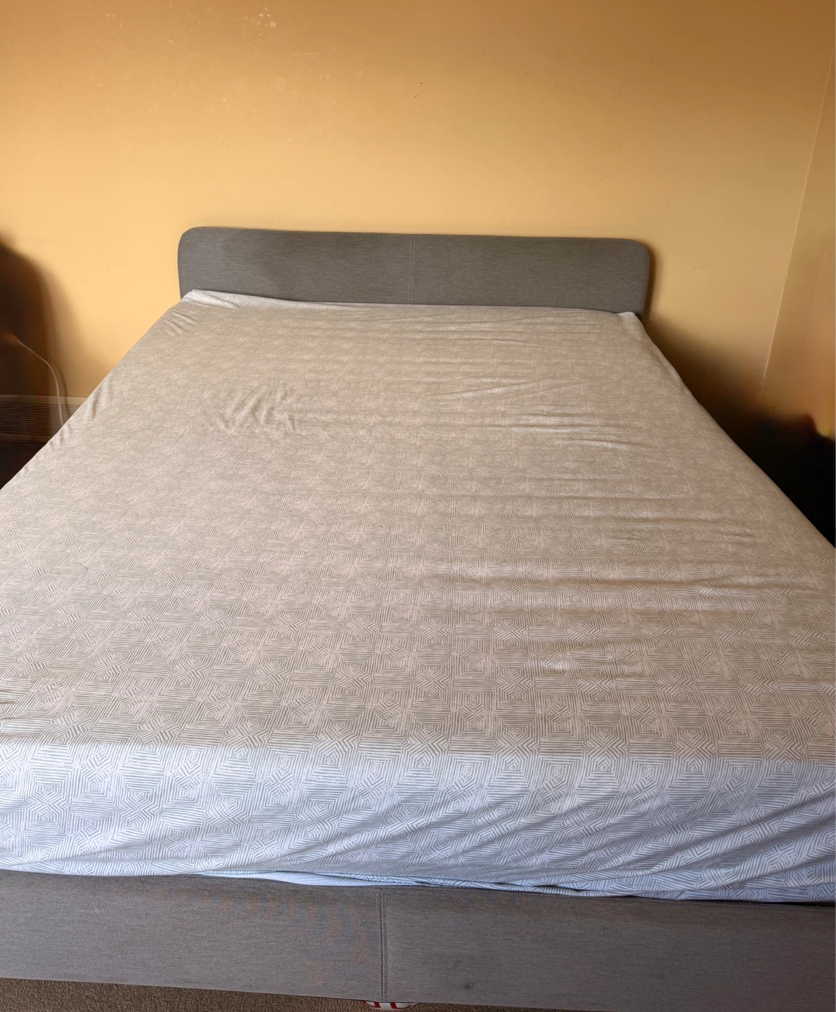 Grey Upholstered Bed Frame with Headboard
