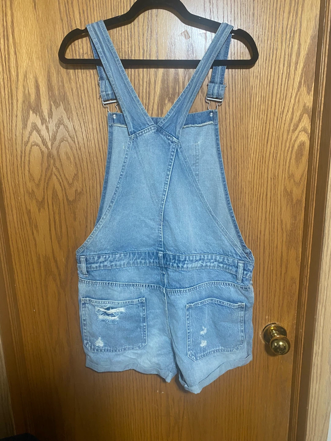 Jeans, short distressed denim overalls - photo 5