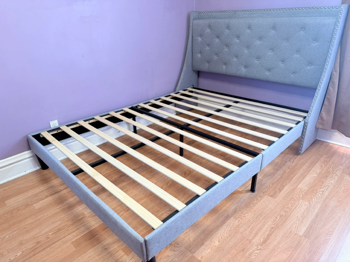 Tufted Upholstered Bed Frame with Headboard QUEEN