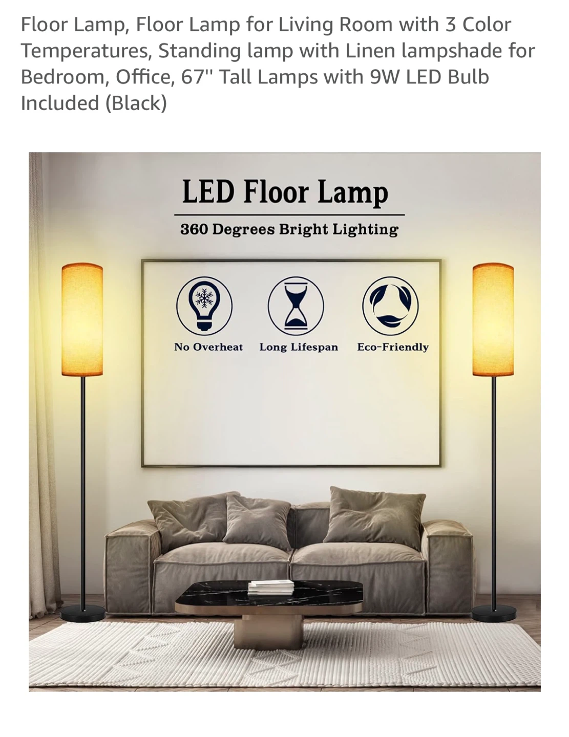 Floor Lamp - 67" Tall Standing Lamp with Linen Shade - photo 5