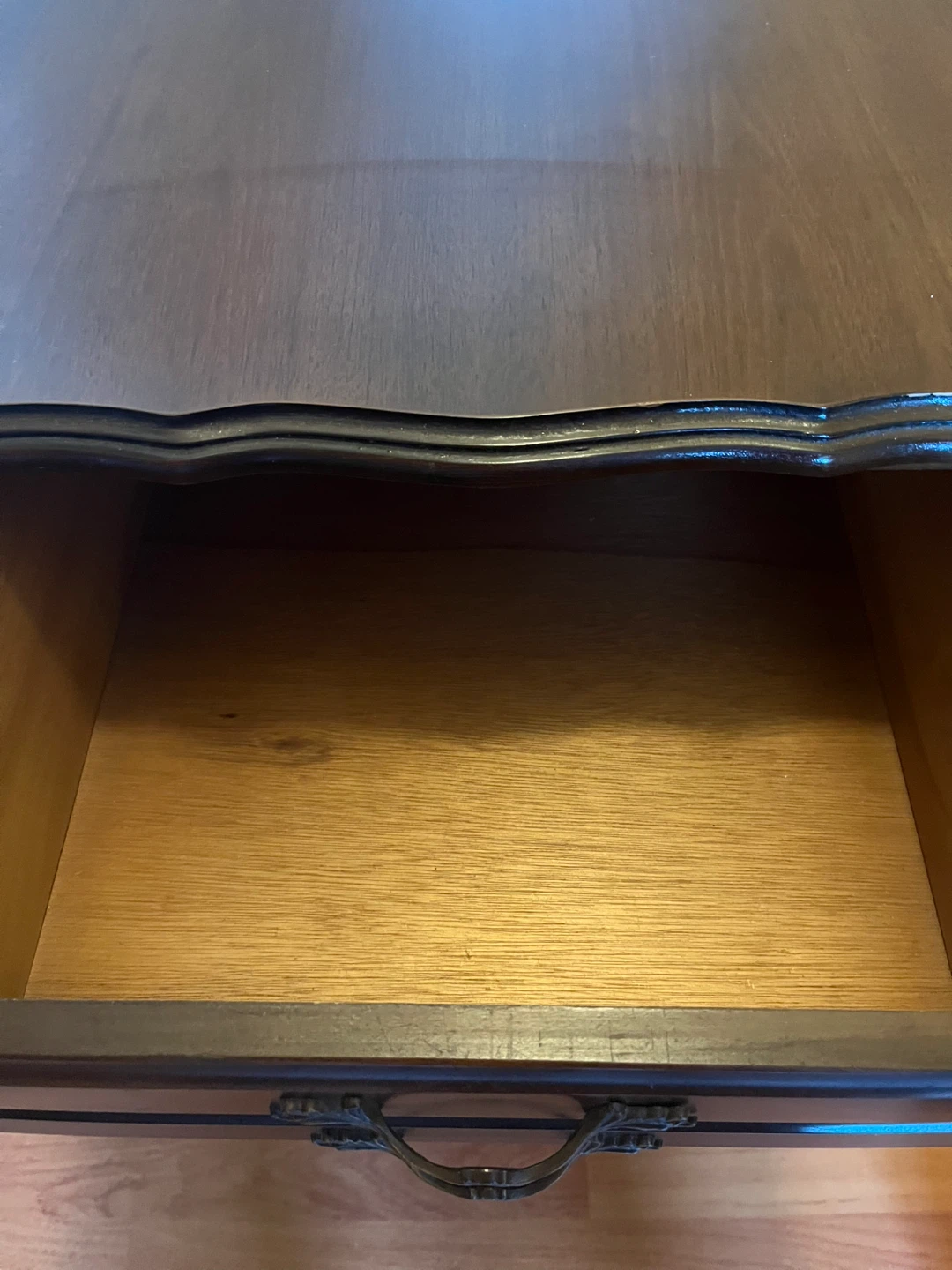 Dark Wood Side Table with 1 drawer in shape 2 - photo 2