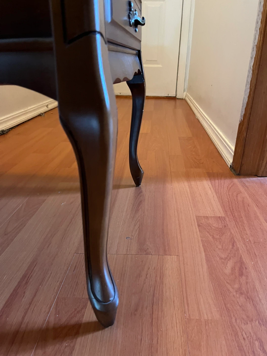 Dark Wood Side Table with 1 drawer in shape 2 - photo 5