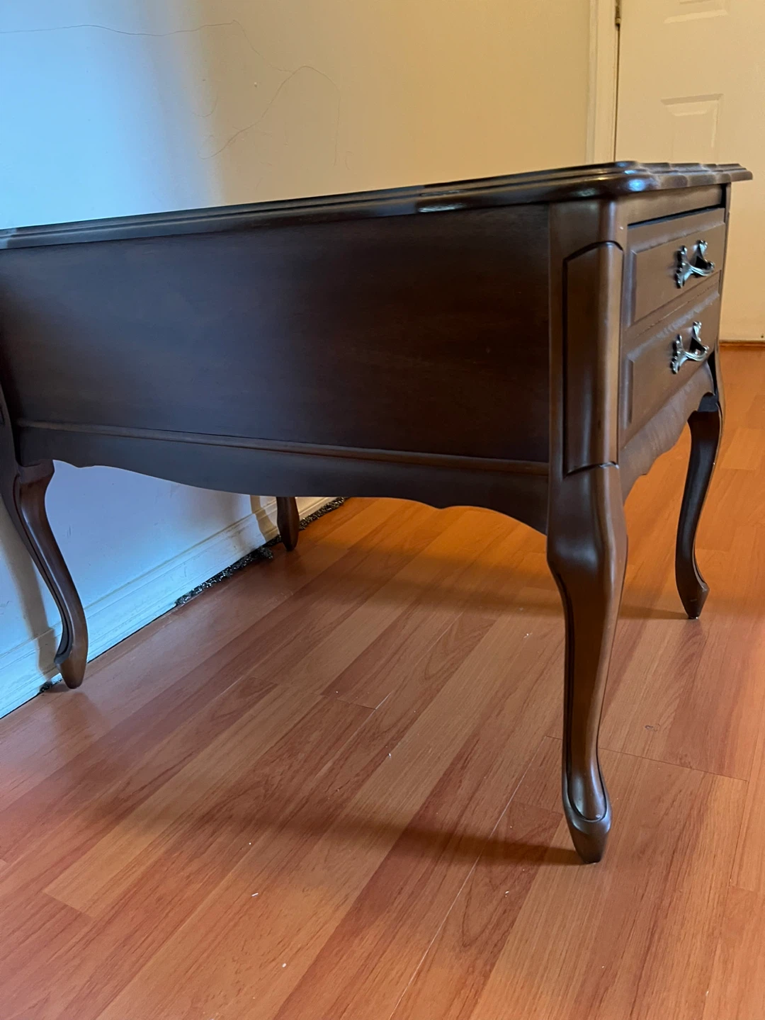 Dark Wood Side Table with 1 drawer in shape 2 - photo 4