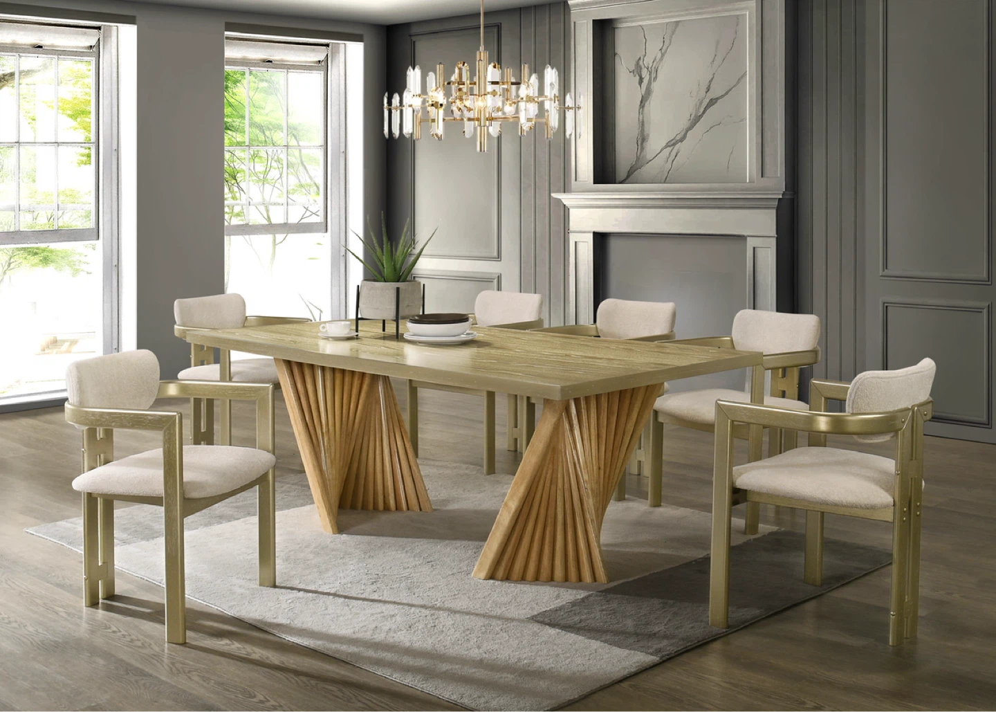 Modern Dining Table with Sculptural Base