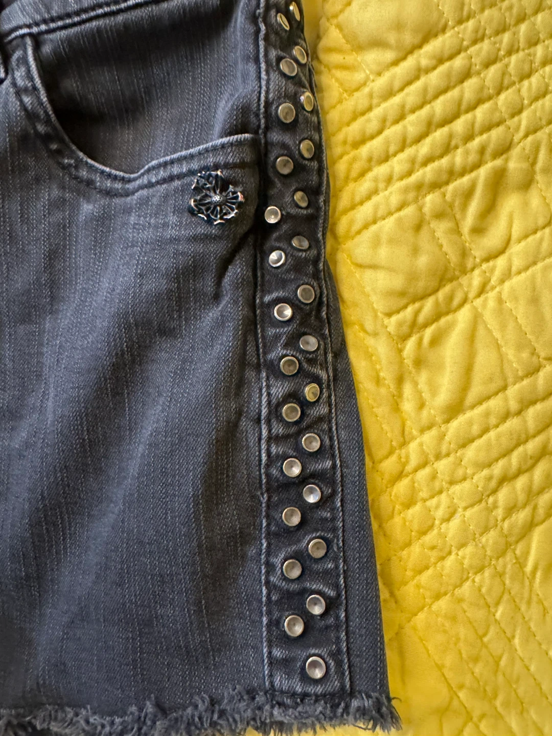 Maison Scotch Studded Denim Shorts Gray - photo 4