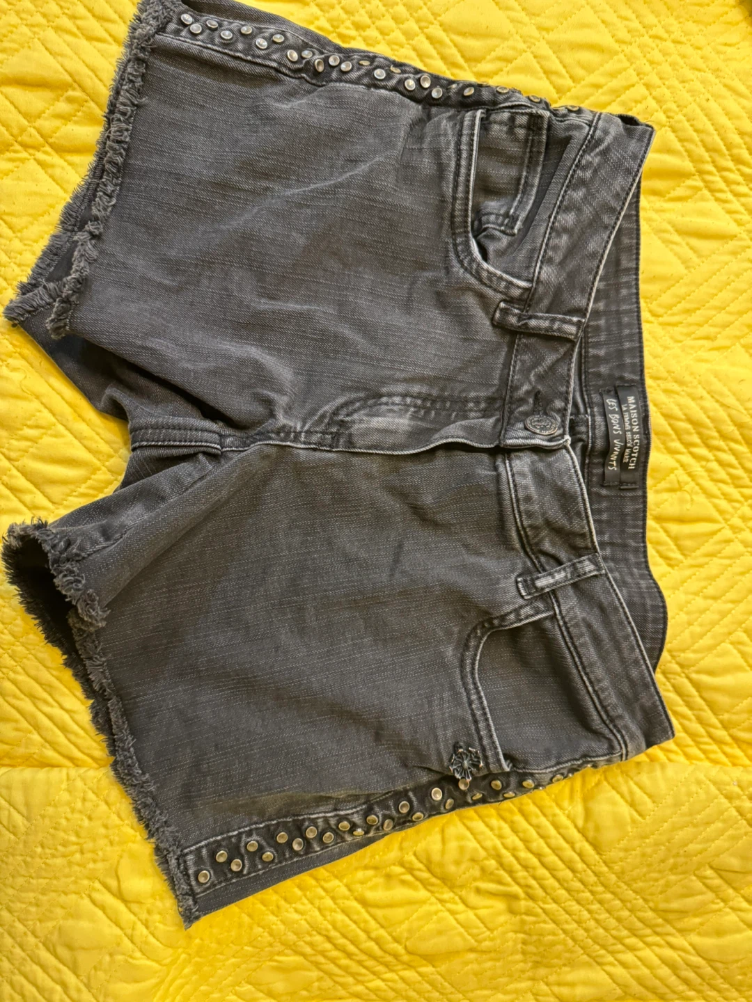 Maison Scotch Studded Denim Shorts Gray - photo 5