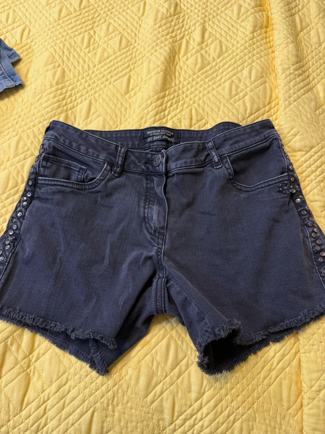 Maison Scotch Studded Denim Shorts Gray - photo 2
