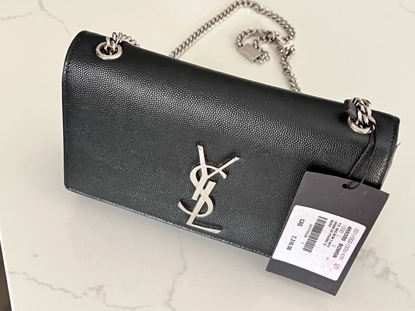 Saint Laurent Black Grain de Poudre New Kate Bag