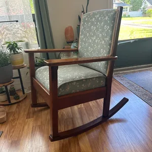 Antique Oak hand crafted Upholstered Rocking Chair