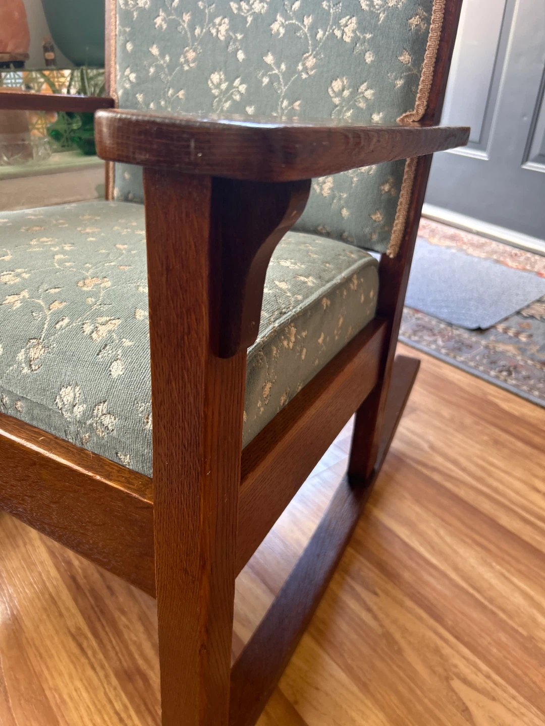Antique Oak hand crafted Upholstered Rocking Chair - photo 5