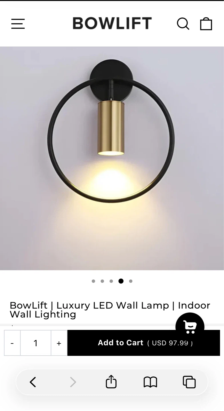 BowLift LED Wall Lamp - Black/Gold
