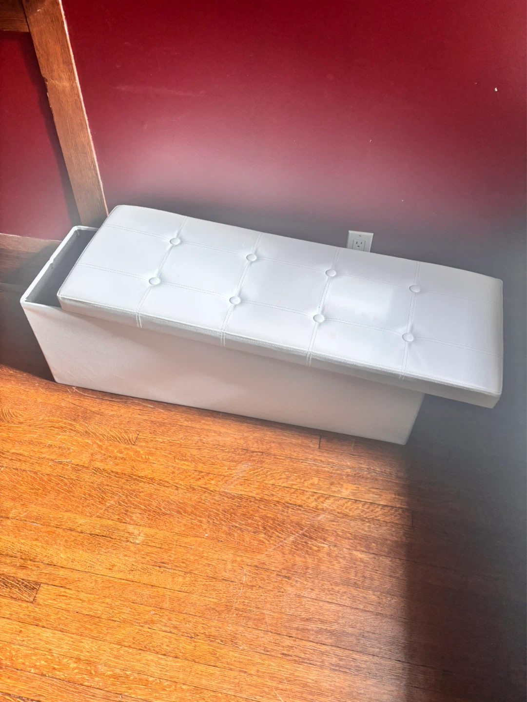 White Tufted Storage Ottoman Bench - photo 5