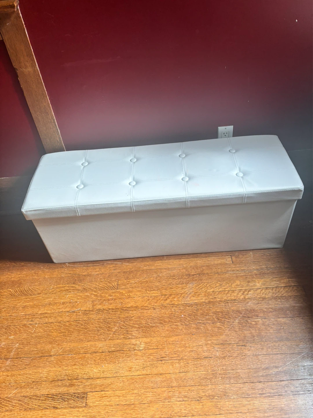 White Tufted Storage Ottoman Bench
