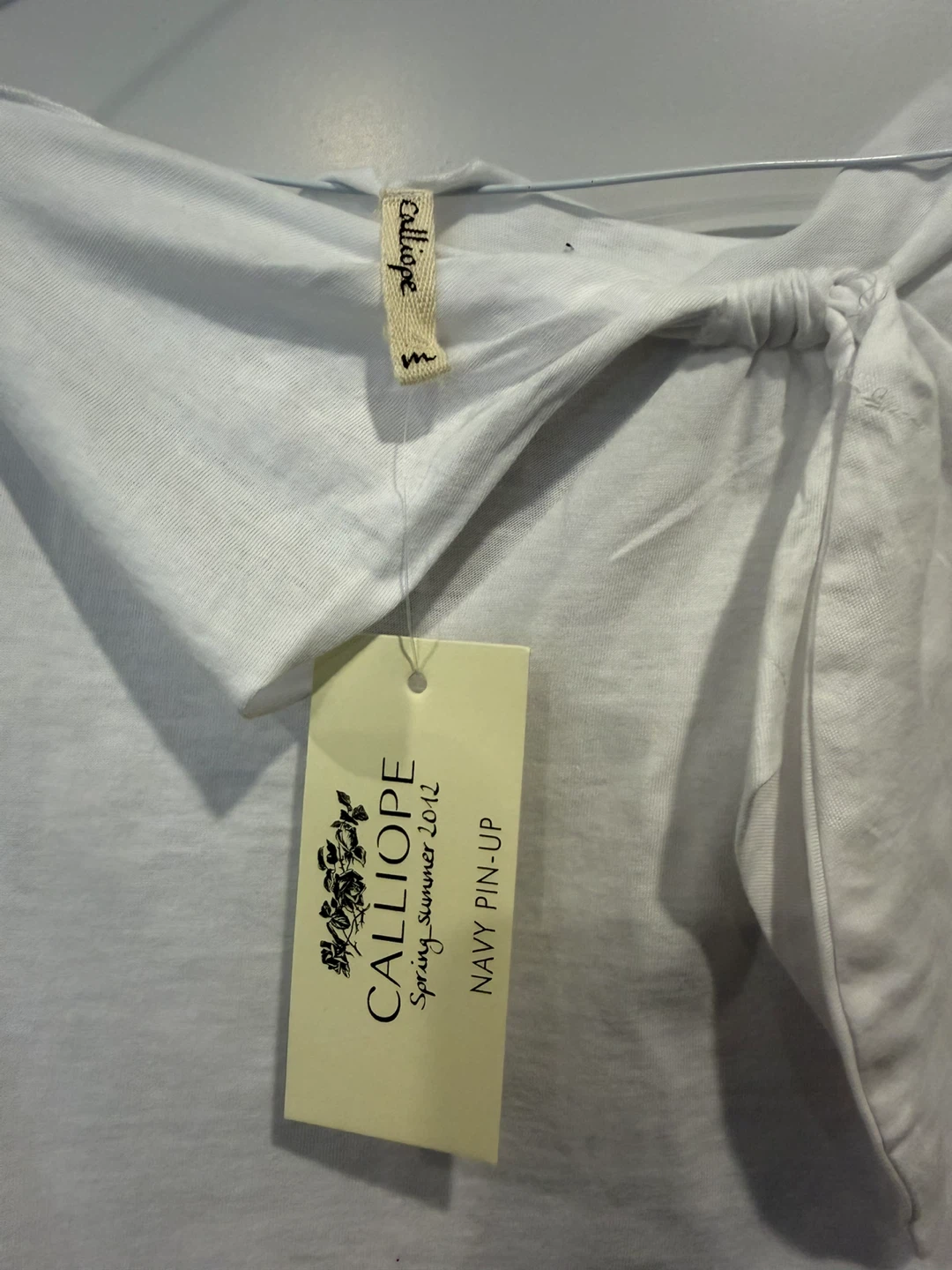 Calliope Women's White Twist Neck T-Shirt - Size M - photo 3