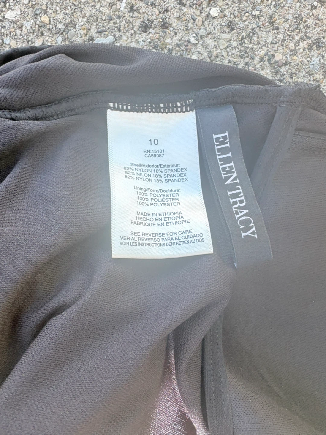 Ellen Tracy Black Ribbed One-Piece Swimsuit Size 10