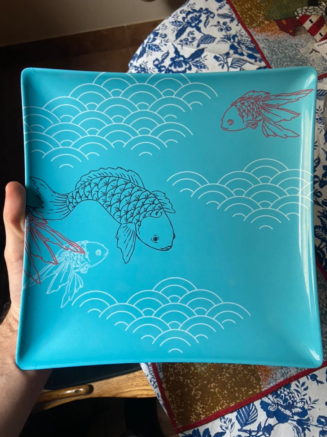 Home+IO Melamine Square Plate with Fish Design