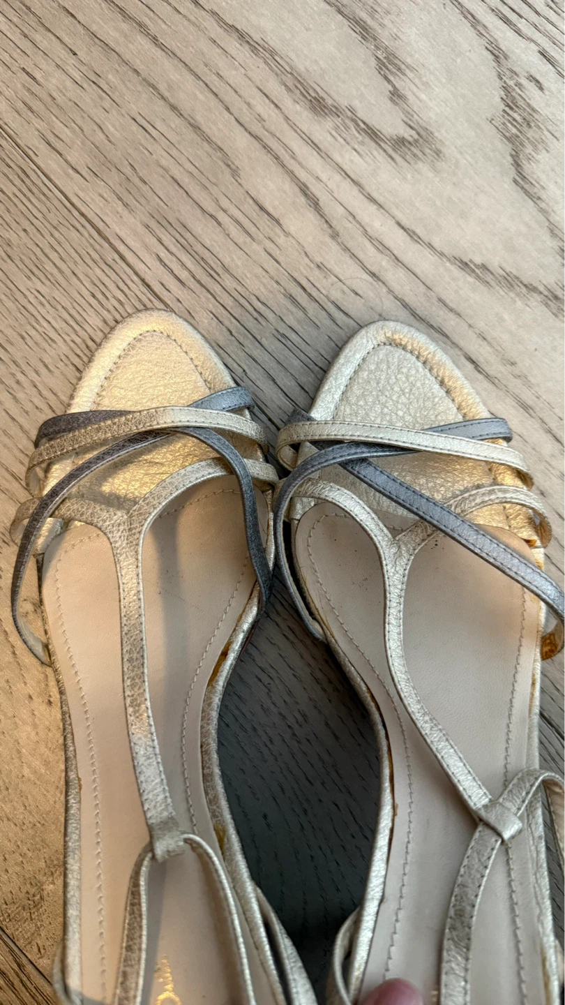 Massimo Dutti Gold Strappy Heels Size 41 - photo 5