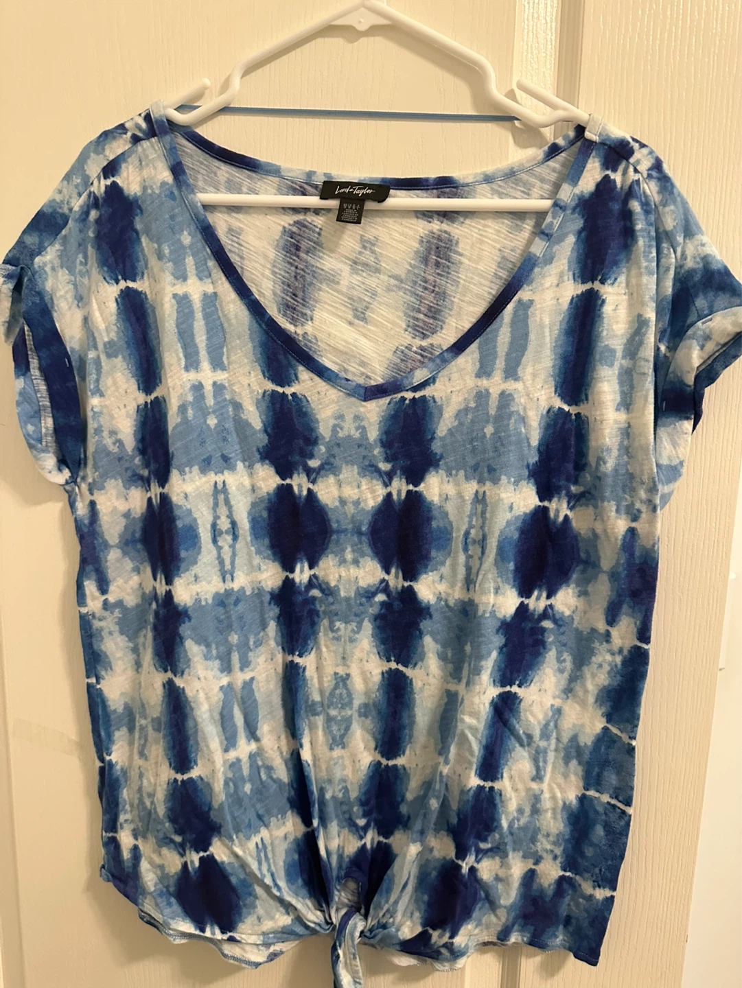 Lord & Taylor Tie-Dye V-Neck Tee