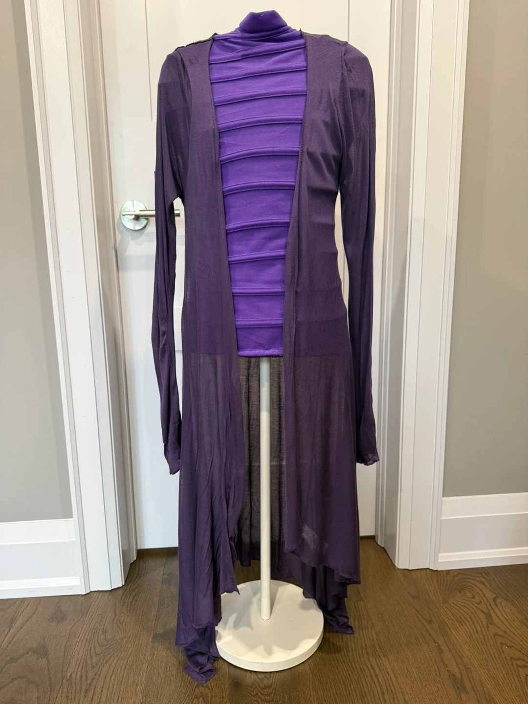 Terranova Women's Purple Sheer Duster Cardigan - photo 2