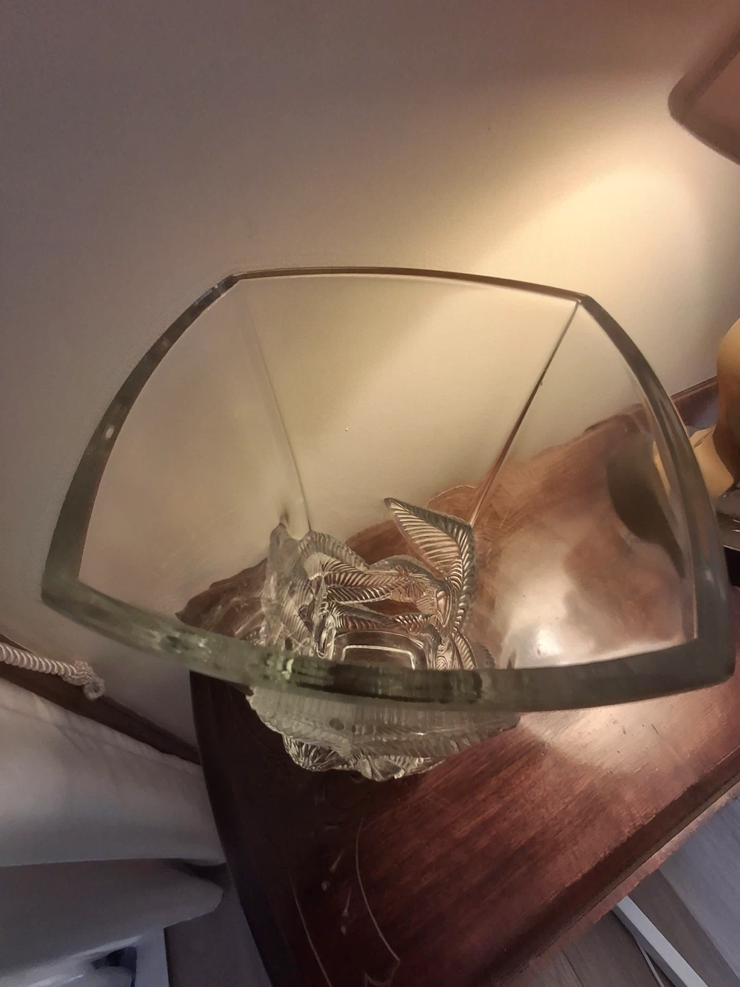 Clear glass embossed leaf vase - photo 5