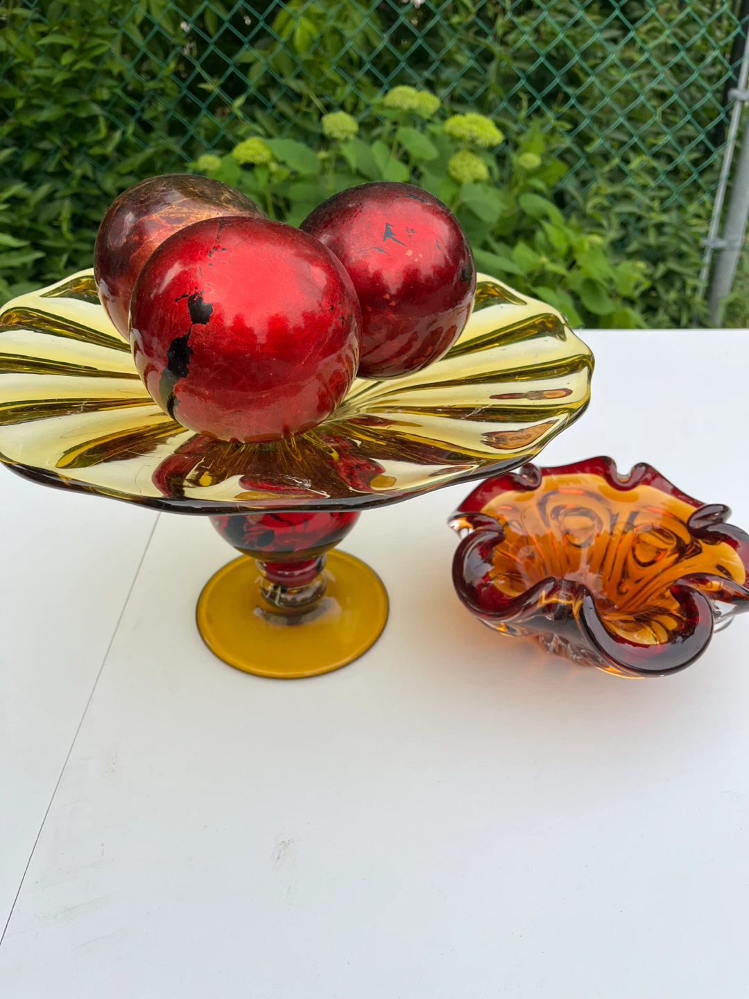 Decorative Glass Bowl and Orbs