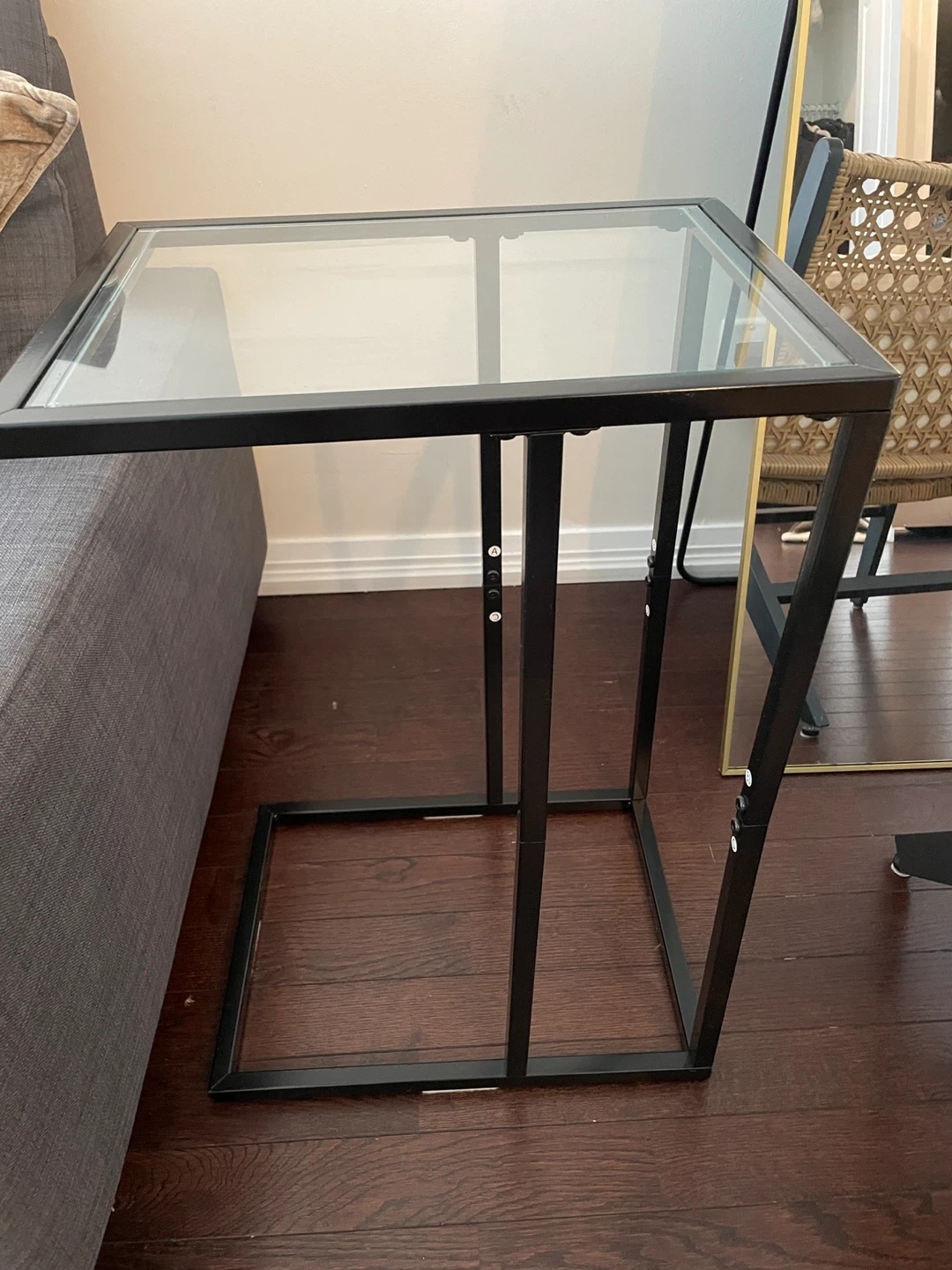 C-Table with Natural Wood and Glass Top
