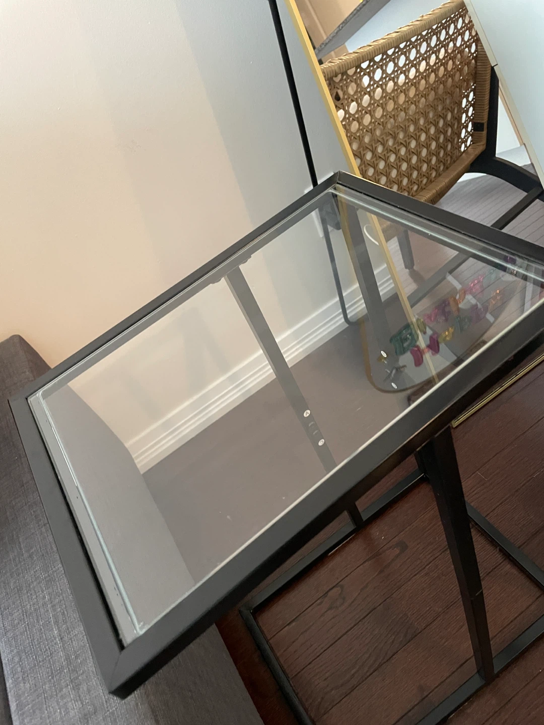 C-Table with Natural Wood and Glass Top - photo 5