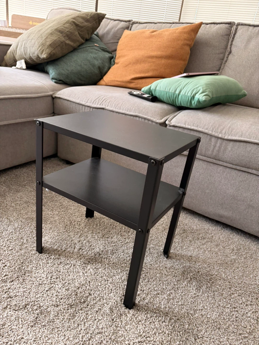 Black Metal Two-Tier Side Table