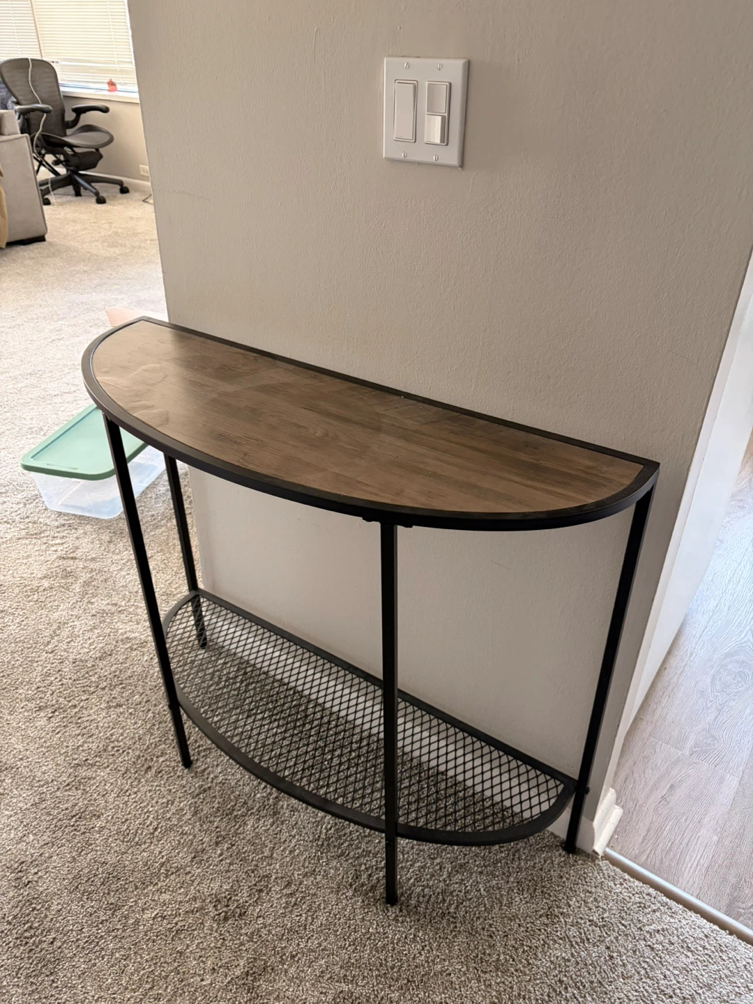 Half Round Console Table with Shelf