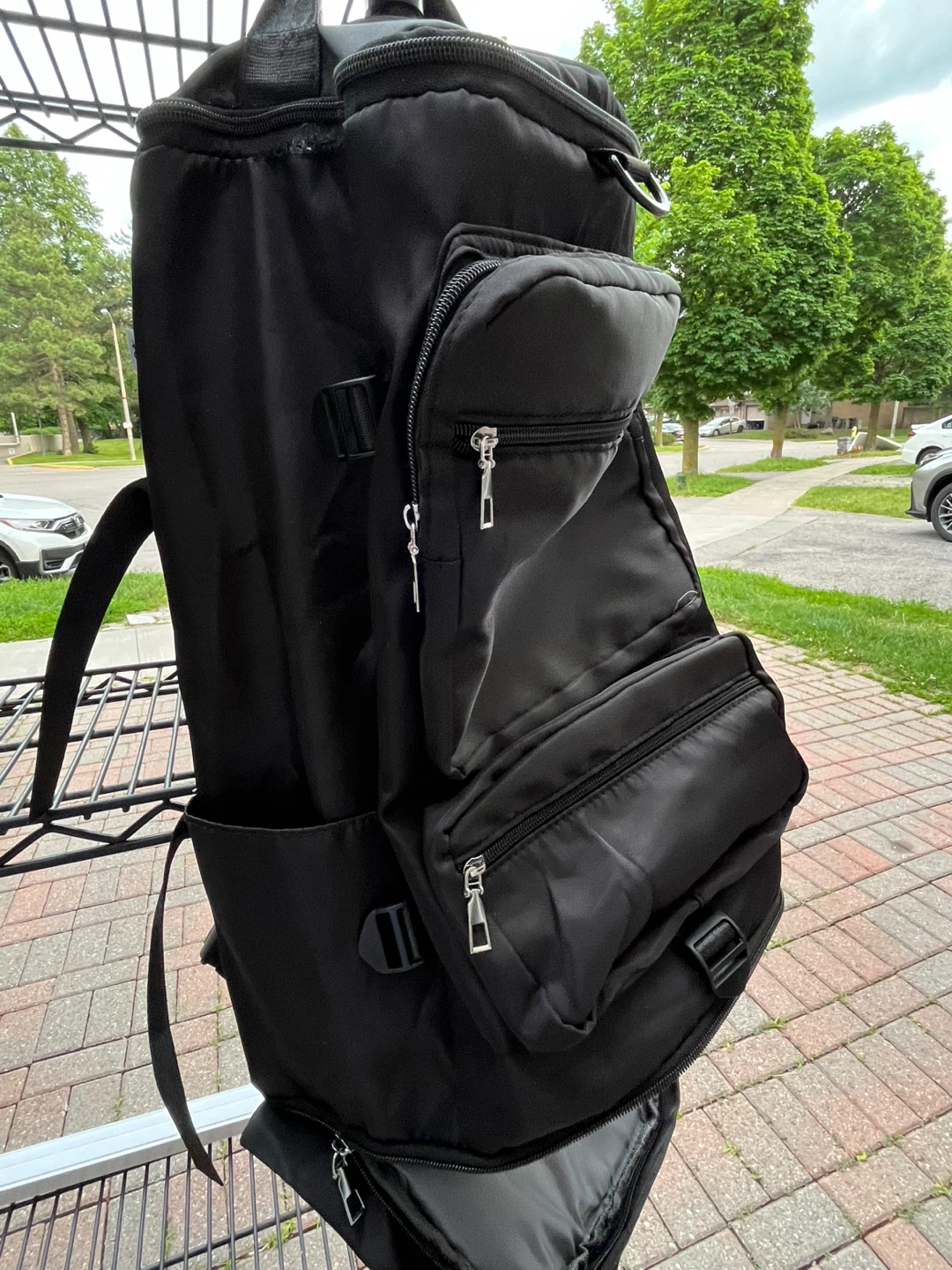 Black Backpack with Multiple Pockets