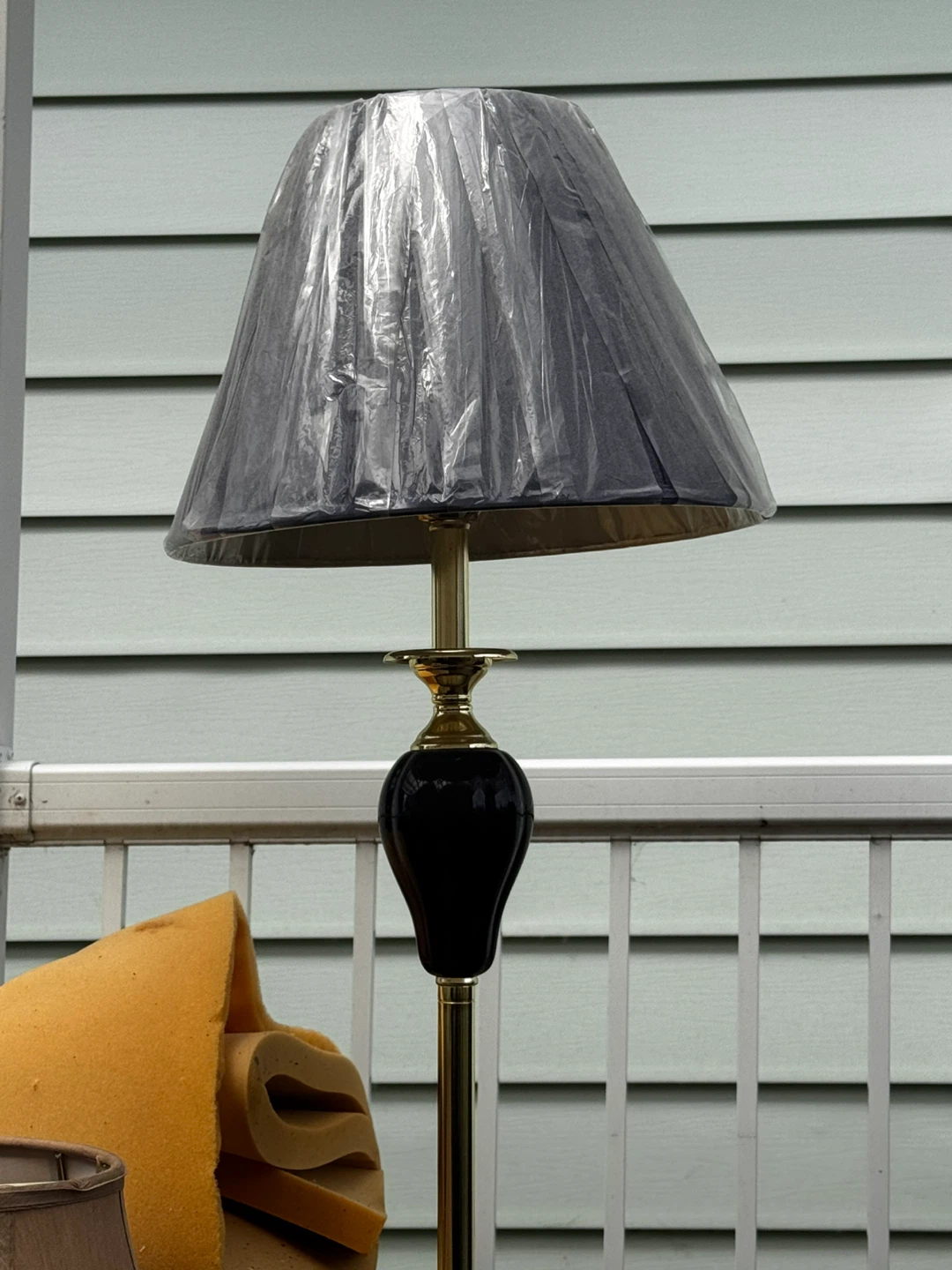 Brass Floor Lamp with Blue Accent - photo 2