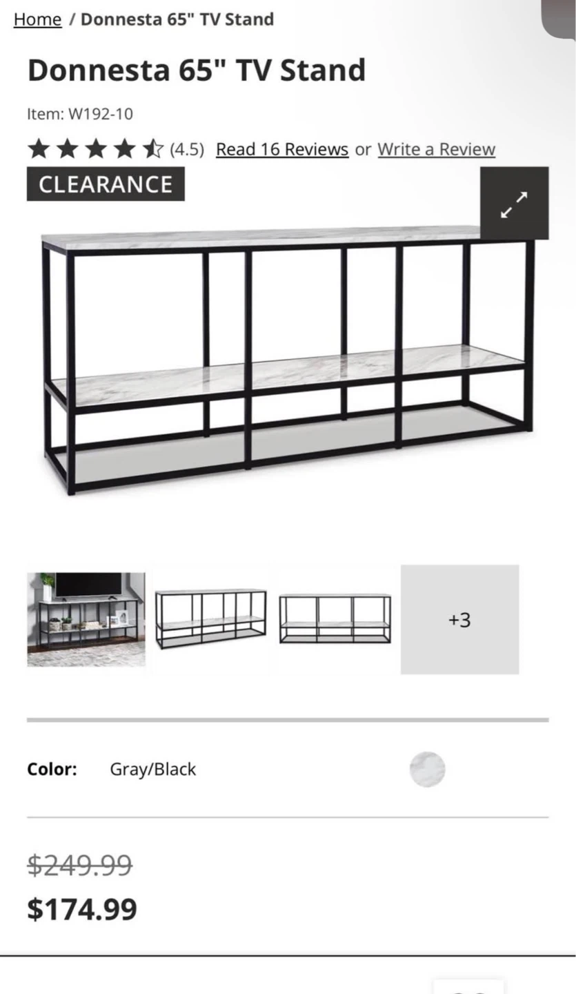 Donnesta 65" TV Stand - Gray/Black - photo 2