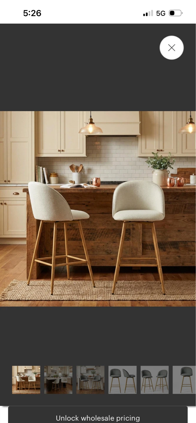 New Set of 2 Cream Swivel Bar Stools $75 Each