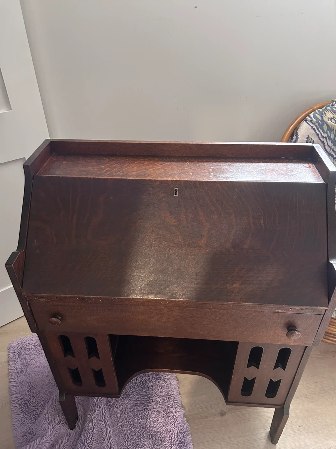 Antique wooden secretary desk - photo 2