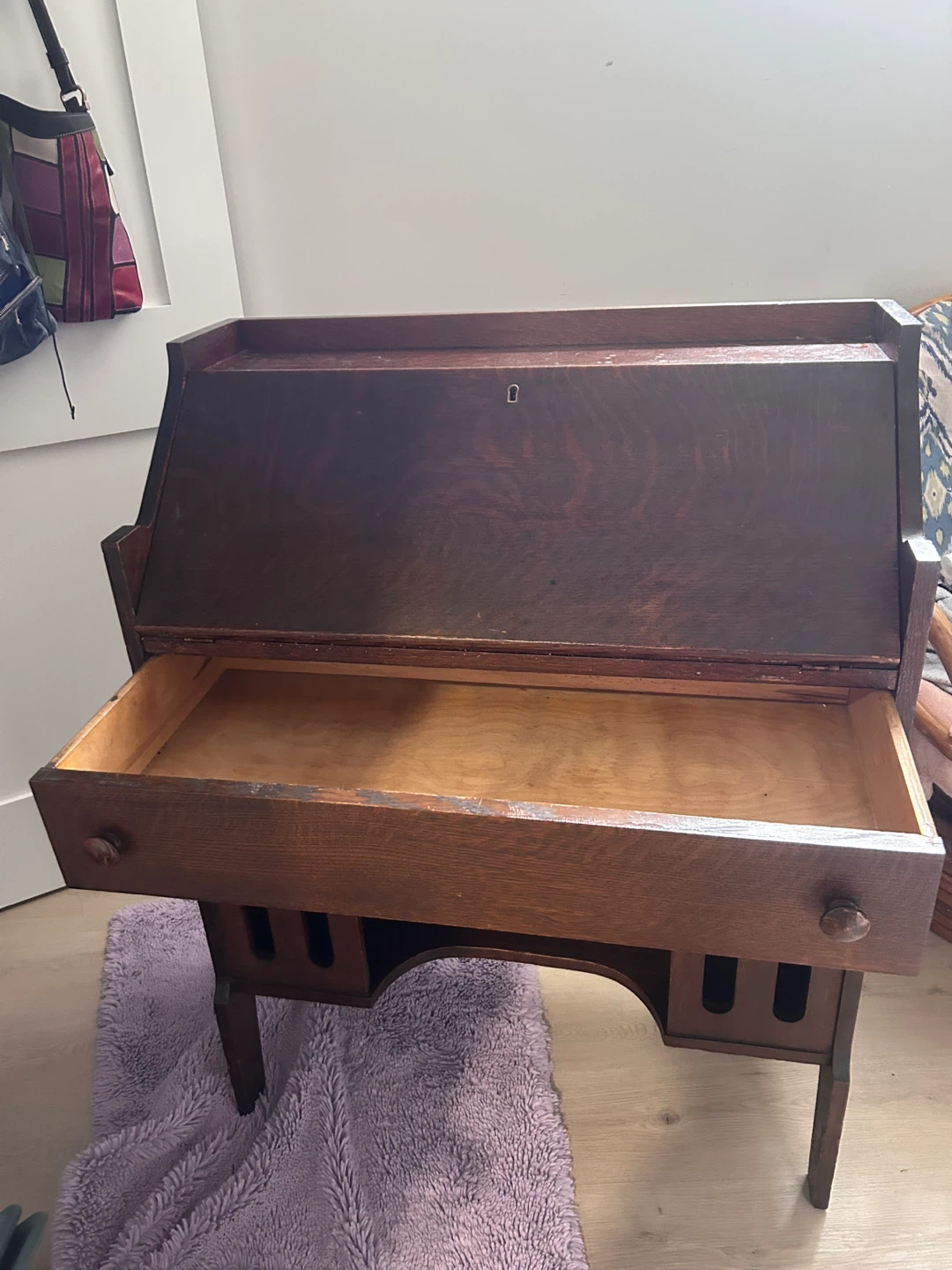 Antique wooden secretary desk - photo 4