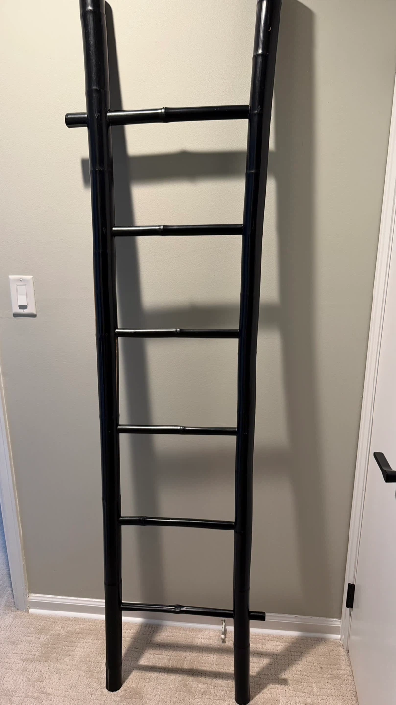 Black Bamboo Decorative Ladder Shelf