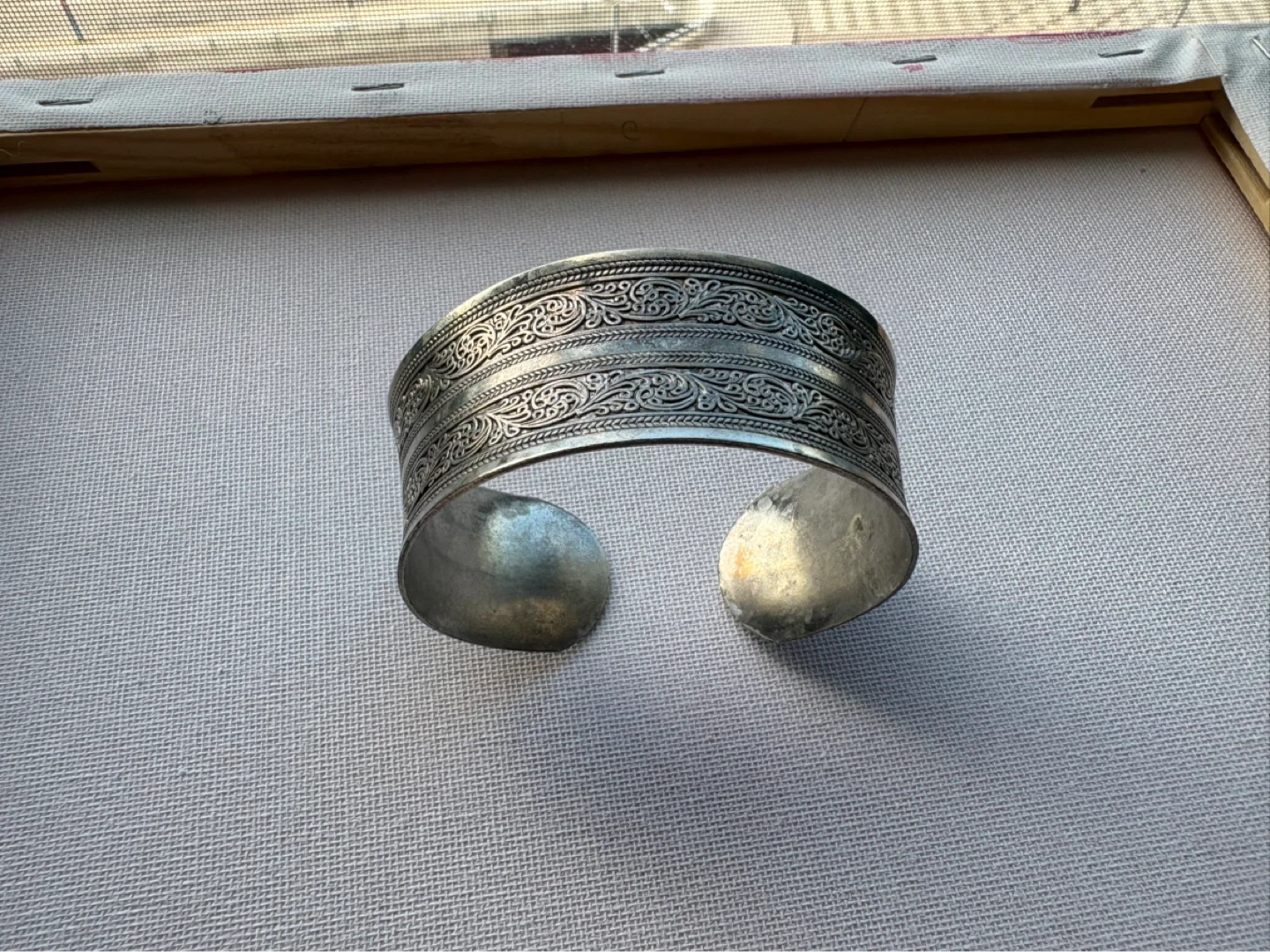 Vintage Boho Silver-Tone Cuff Bracelet