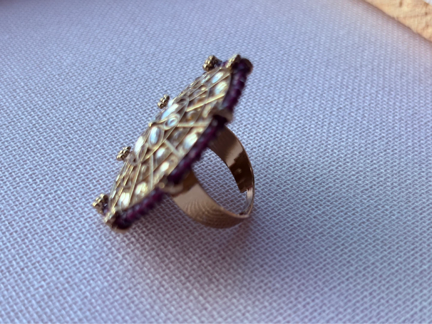 Statement Ring - Golden with Red Accents