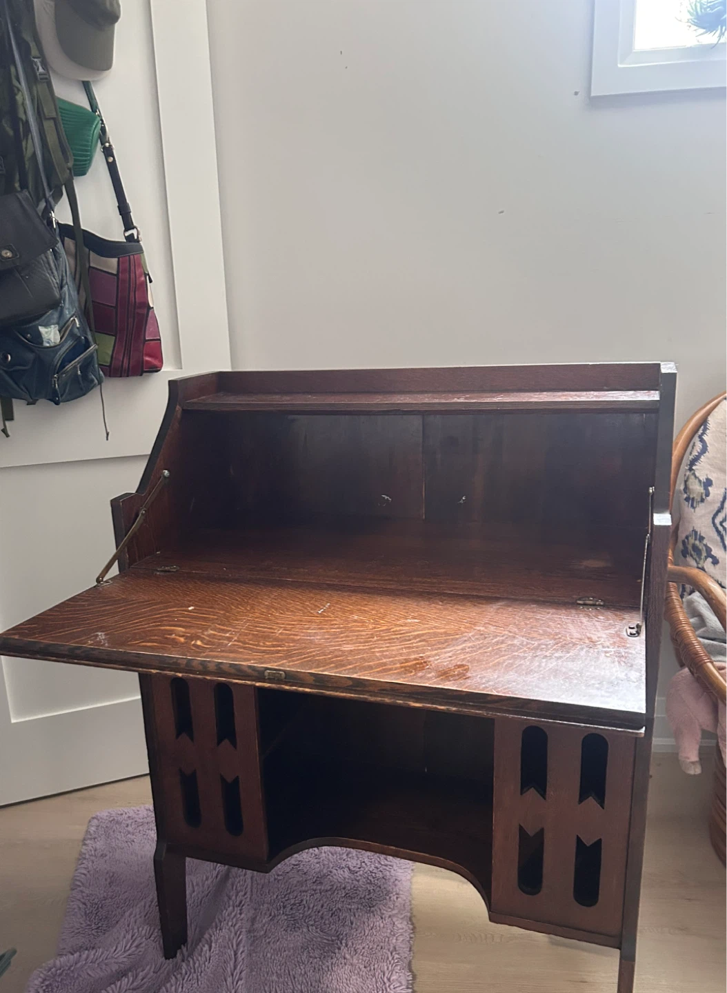 Antique wooden secretary desk - photo 3