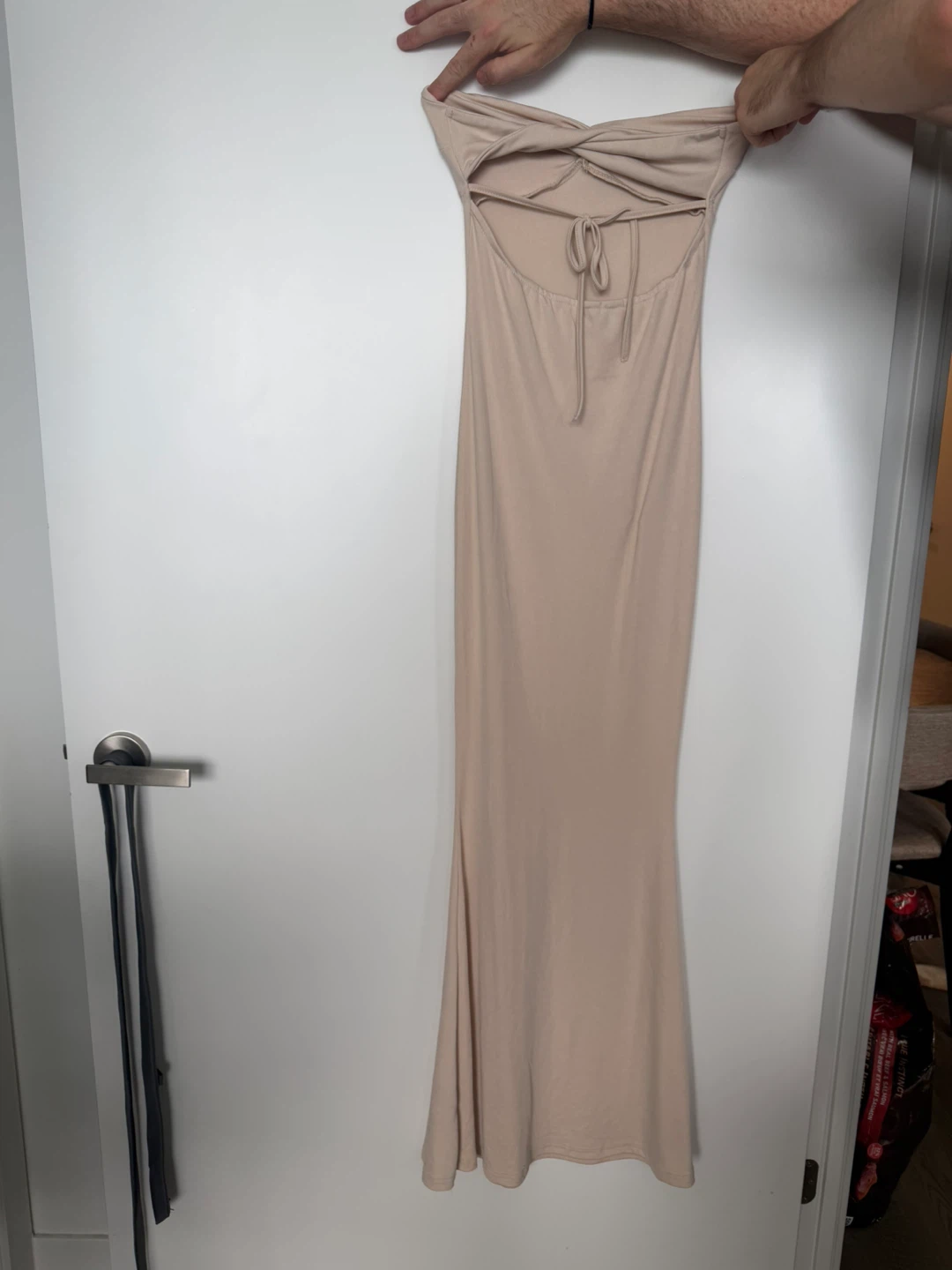 Strapless Maxi Dress with Tie Back - photo 2
