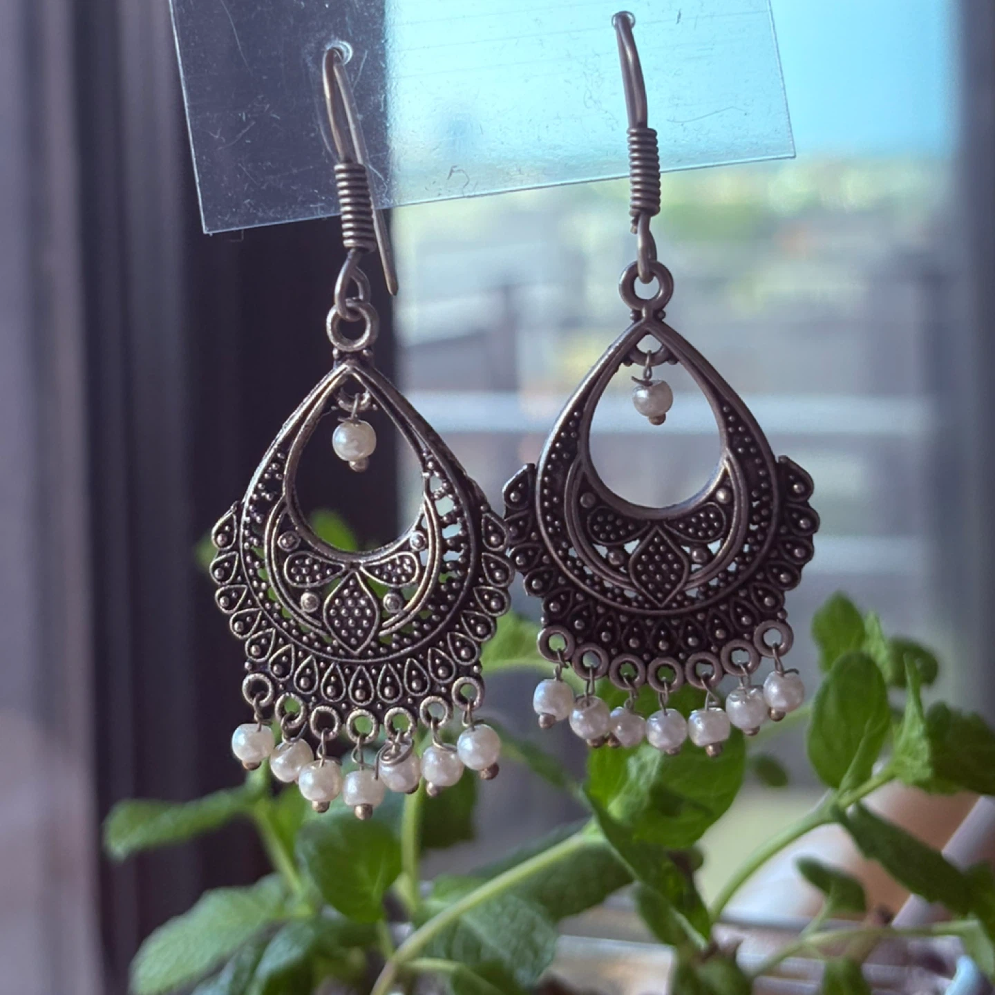 Silver Tone Dangle Earrings