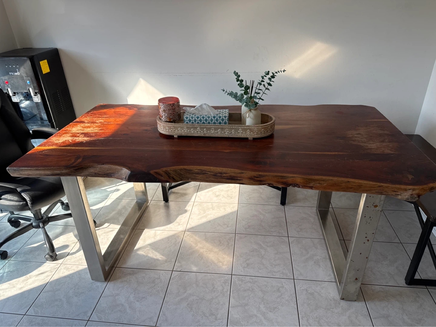 Solid Wood Dining Table with Metal Legs