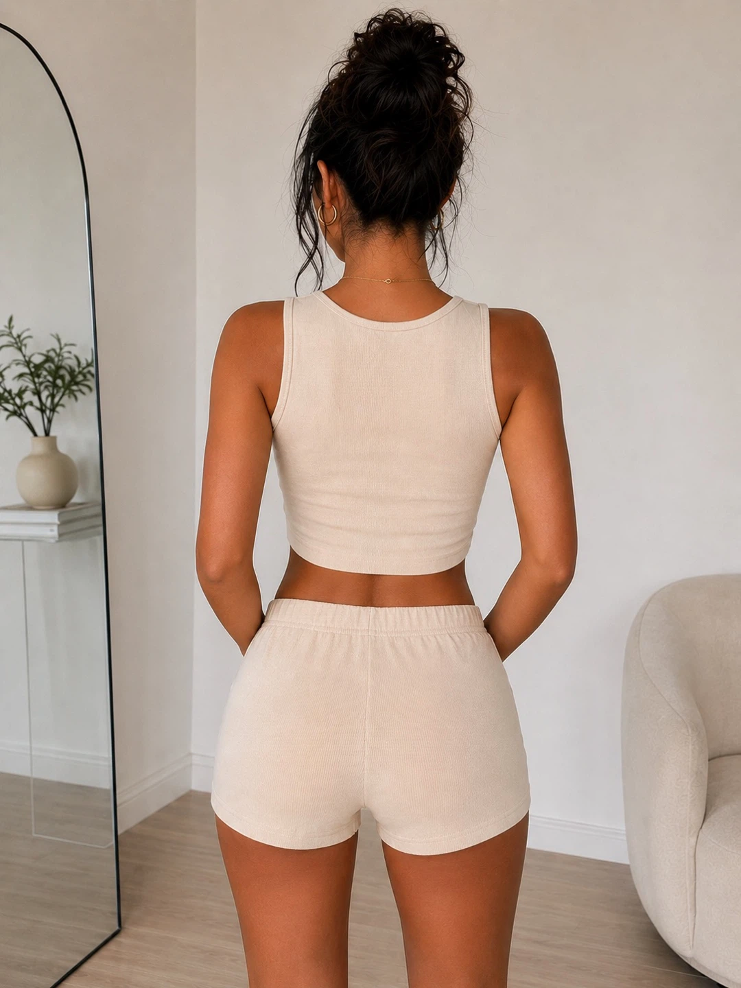 Ribbed 2 Piece Matching Set - Beige - photo 2