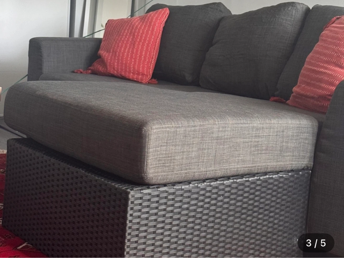 Dark Grey Sectional Sofa with Chaise - photo 2