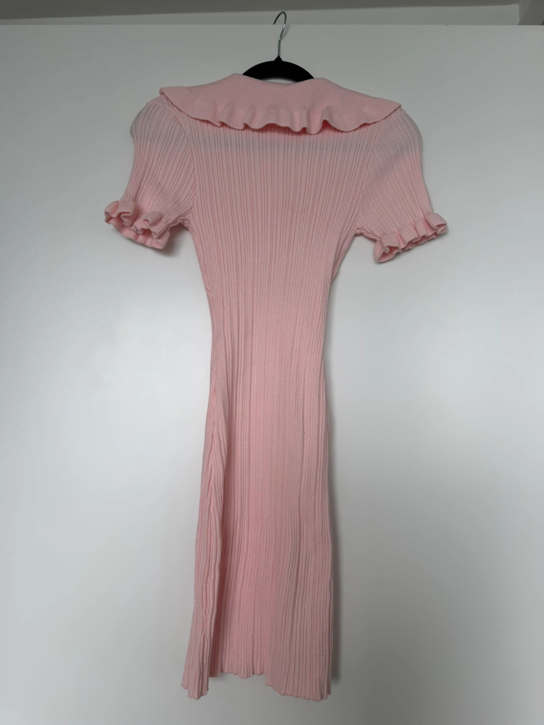 Pink Ribbed Dress with Ruffle Collar - photo 2