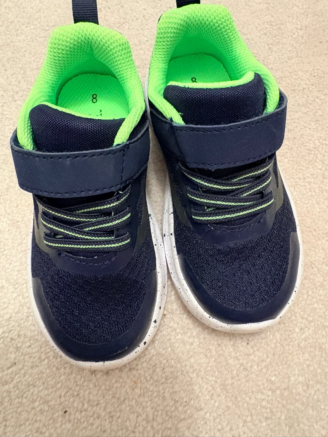 Athletic Works Toddler Boys Navy & Lime Green Shoes Size 8