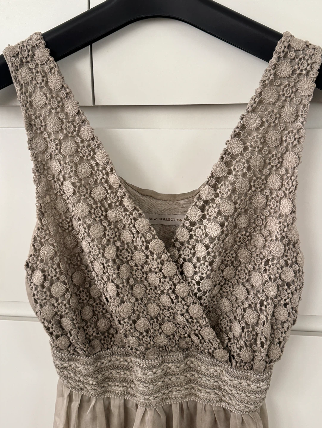 Sleeveless Lace Top Dress - Beige - photo 2