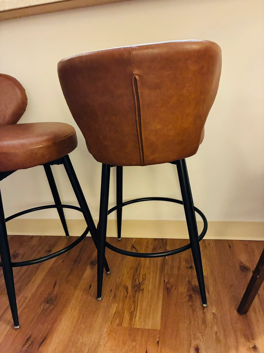 Brown Faux Leather Bar Stools (Set of 2) - photo 2